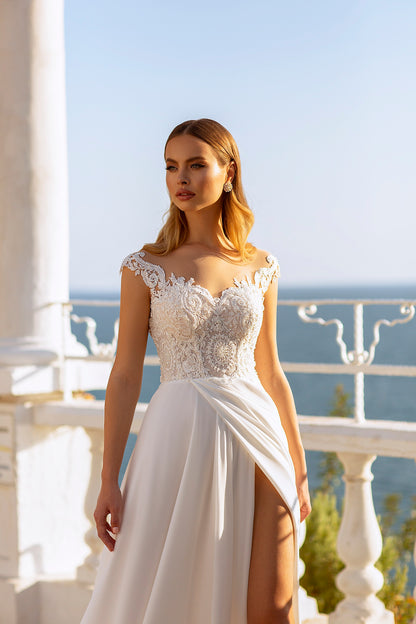 Chiffon a-line beach wedding dress