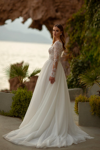 Lace top wedding dress A-line wedding gown