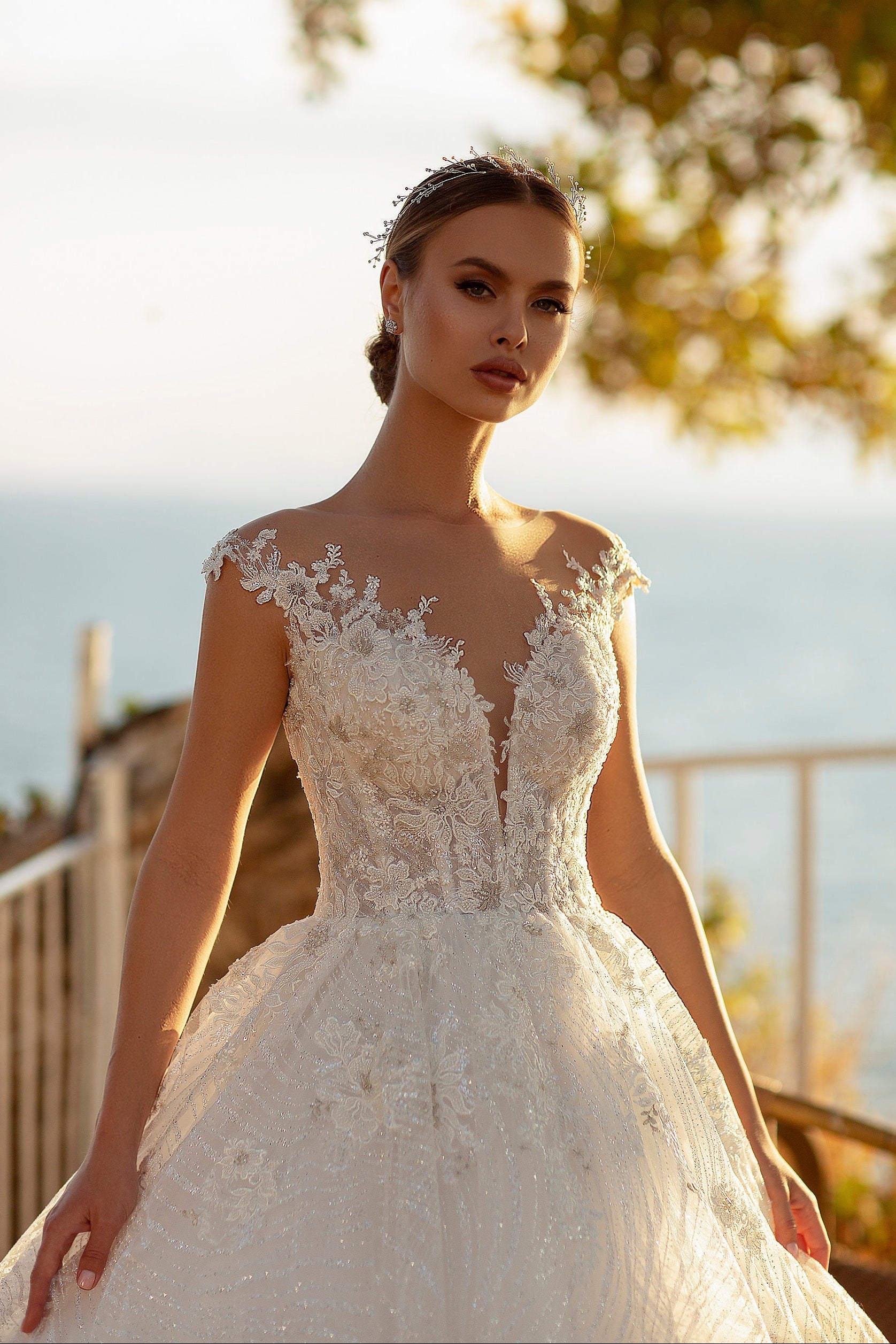 KatrinFAVORboutique-Ball gown wedding dress with flowers Off white bridal 