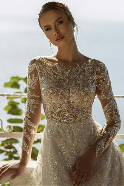 KatrinFAVORboutique-Wedding dress see through lace Autumn dress weddding