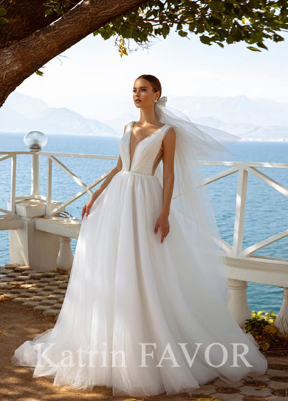 KatrinFAVORboutique-Ethereal tulle a-line beach wedding dress