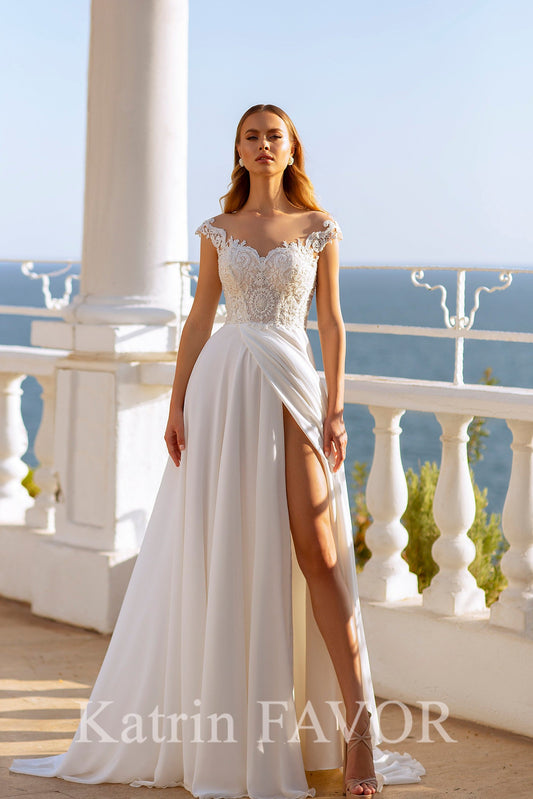 KatrinFAVORboutique-Chiffon a-line beach wedding dress