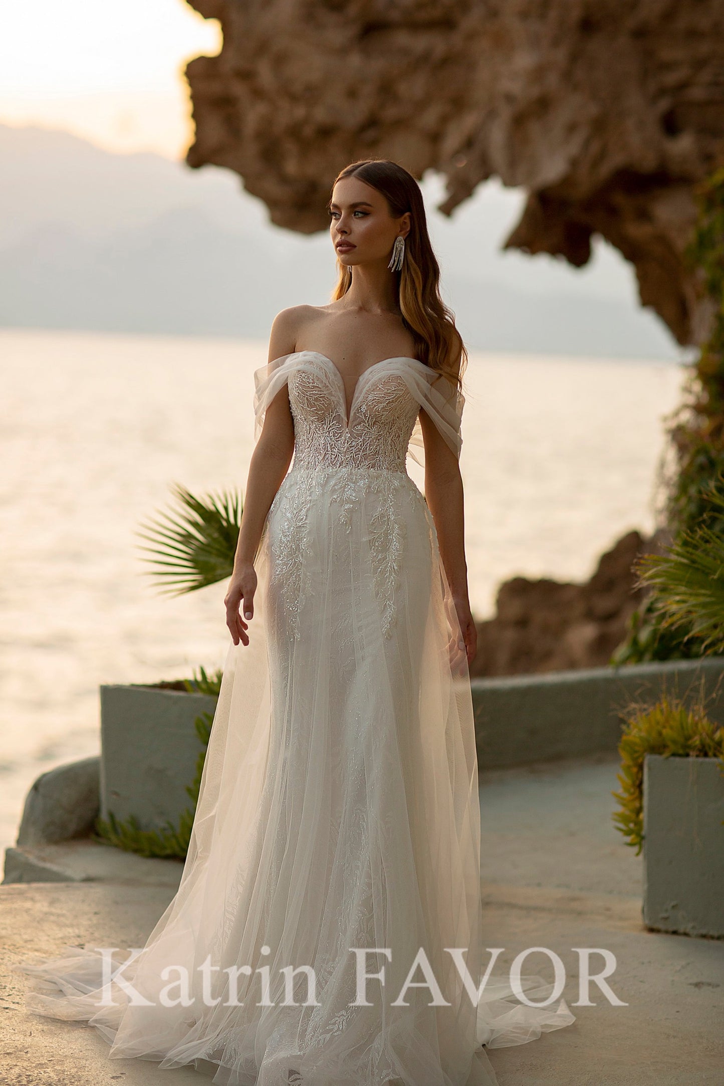 KatrinFAVORboutique-Off the shoulder embroidered a-line wedding dress