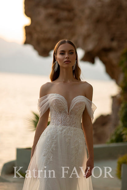 KatrinFAVORboutique-Off the shoulder embroidered a-line wedding dress