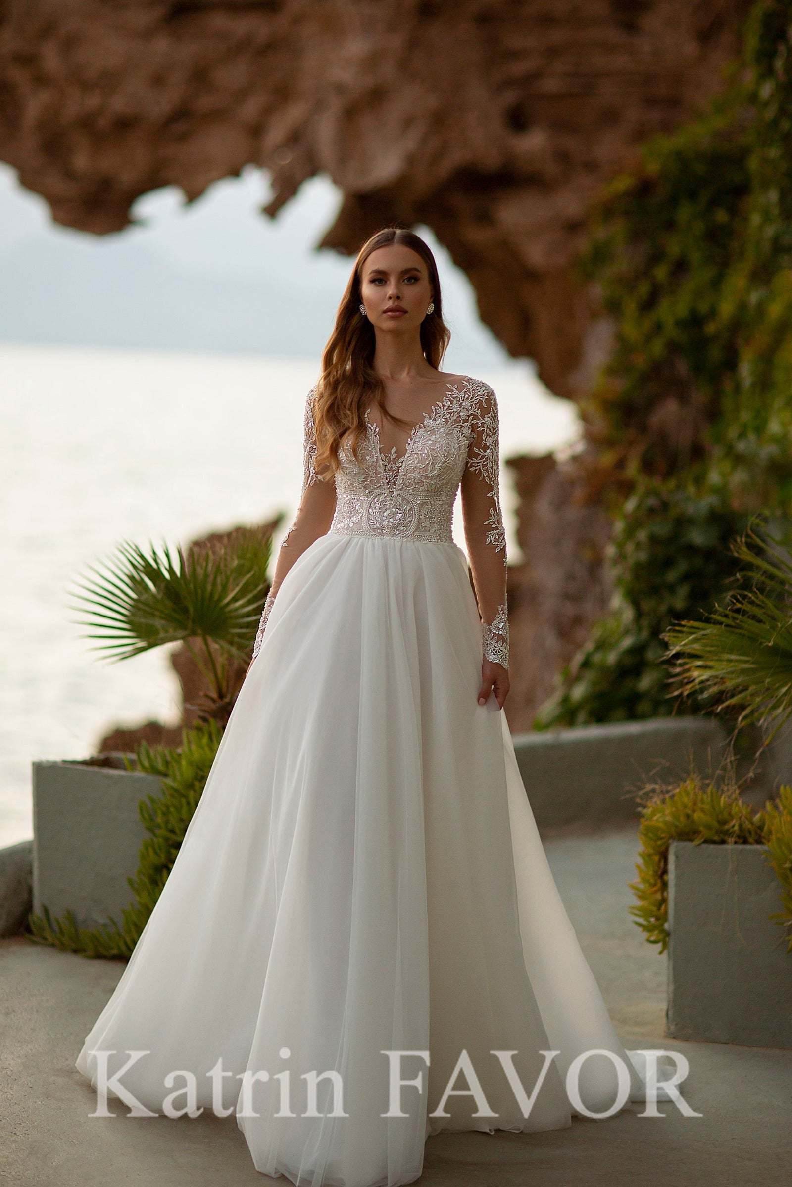 KatrinFAVORboutique-Lace top wedding dress A-line wedding gown