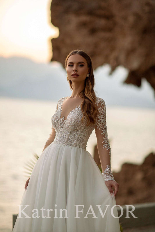 KatrinFAVORboutique-Lace top wedding dress A-line wedding gown