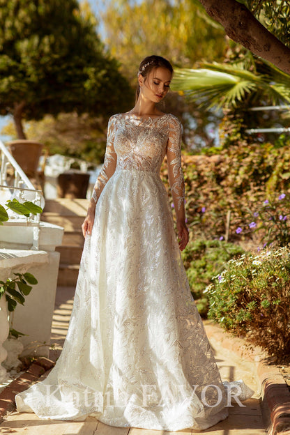 KatrinFAVORboutique-Long sleeve a-line lace wedding dress