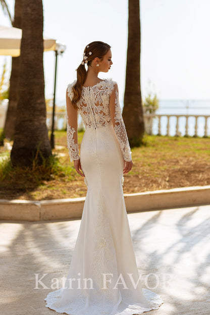 KatrinFAVORboutique-Long sleeve fitted lace wedding dress