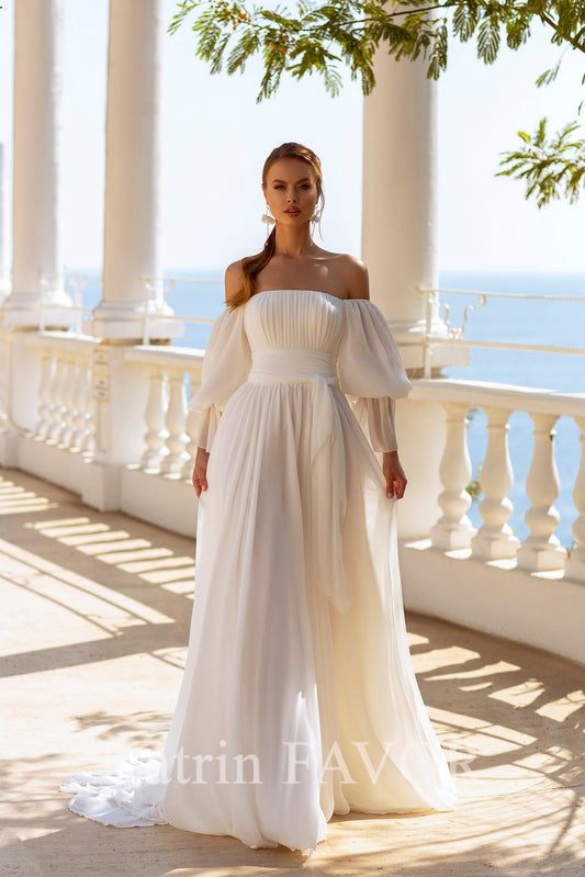 KatrinFAVORboutique-Bohemian chiffon a-line wedding dress