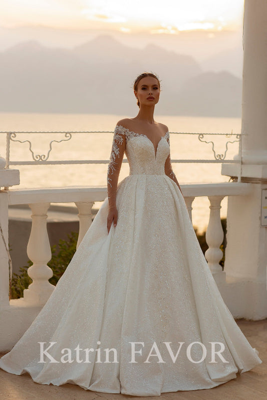 KatrinFAVORboutique-Royal long sleeve ballgown wedding dress