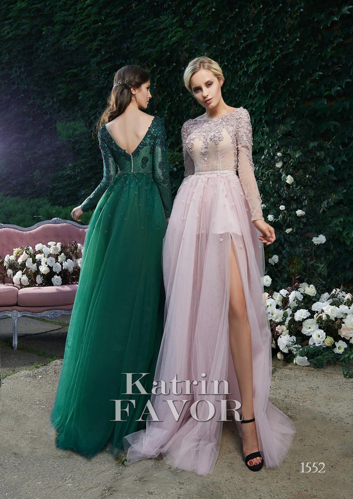 Embroidered long sleeve tulle prom dress long