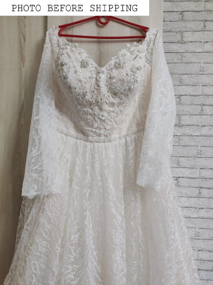 Off the shoulder sparkle wedding dress