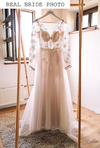 KatrinFAVORboutique-Bridal dress v neck Simple and cheap wedding dresses