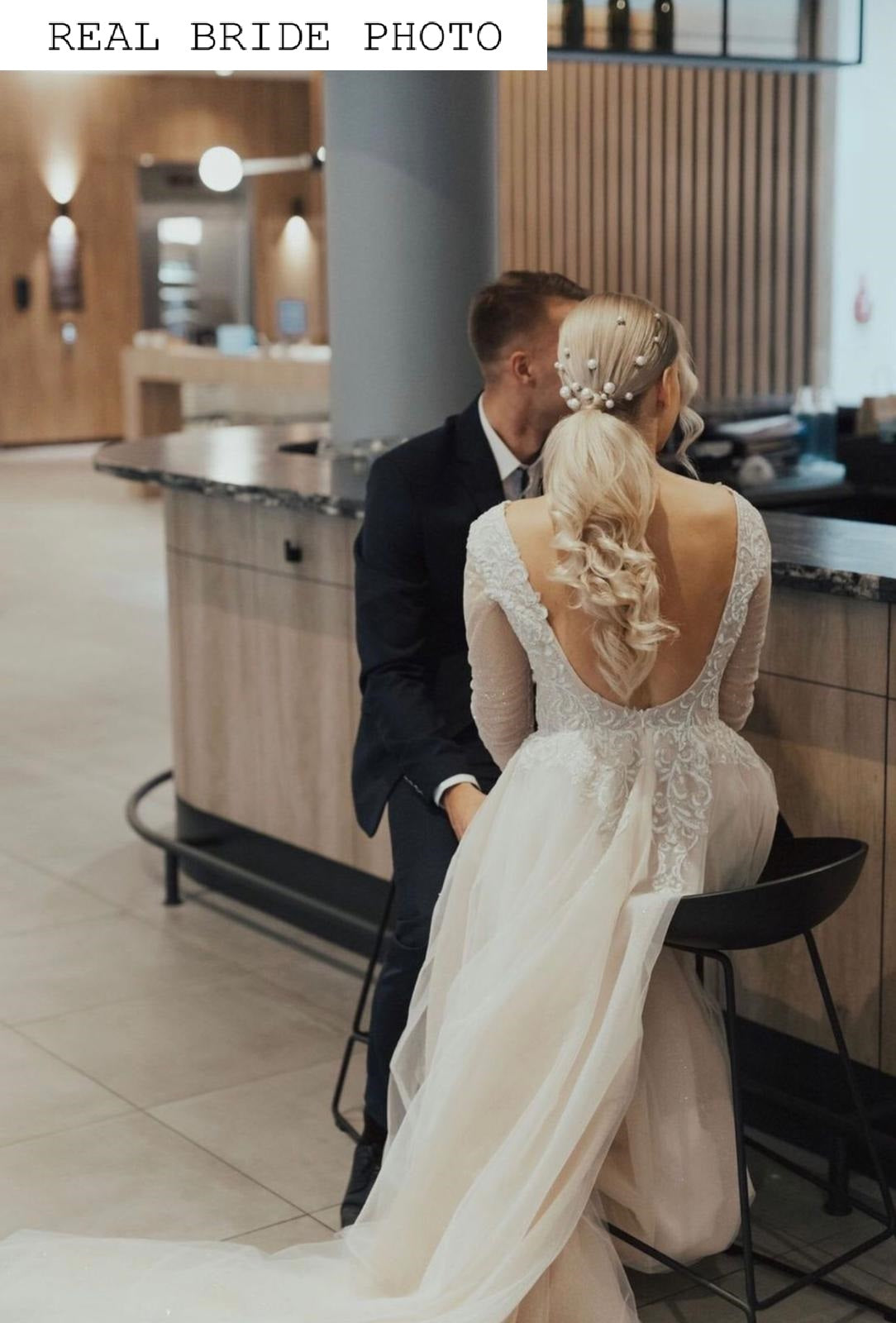 Open back sparkle wedding dress