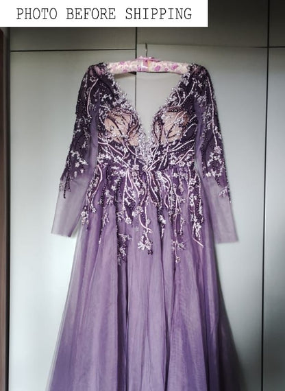 KatrinFAVORboutique-Lace evening dress with sleeves Spring evening gowns