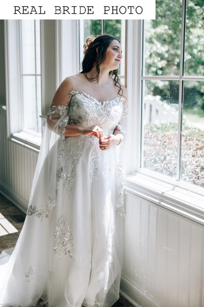 KatrinFAVORboutique-Medieval wedding dress Flutter sleeve wedding dress