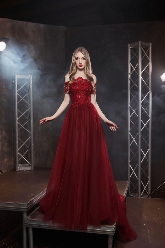 KatrinFAVORboutique-Off the shoulder prom dress Classy dressy outfits