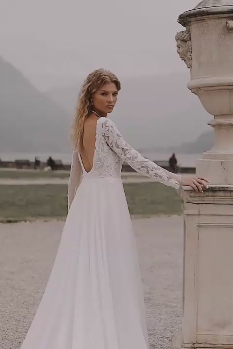 KatrinFAVORboutique-Open back a-line chiffon wedding dress