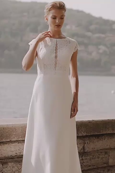 KatrinFAVORboutique-Simple cap sleeve sheath wedding dress