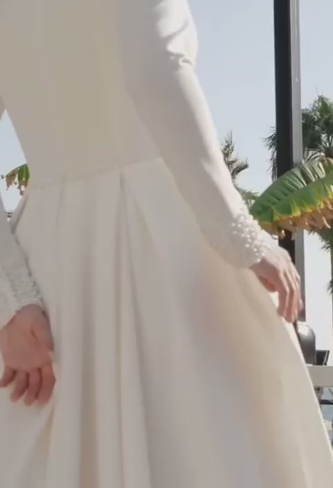 KatrinFAVORboutique-Elegant long sleeve satin wedding dress