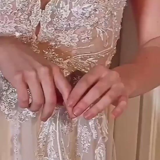 KatrinFAVORboutique-Blush embroidered beach wedding dress