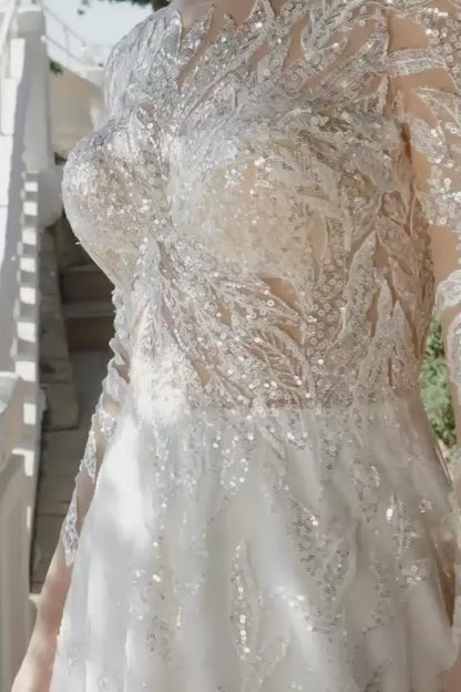 KatrinFAVORboutique-Long sleeve a-line lace wedding dress
