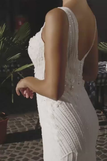 KatrinFAVORboutique-Embroidered fitted sheath wedding dress
