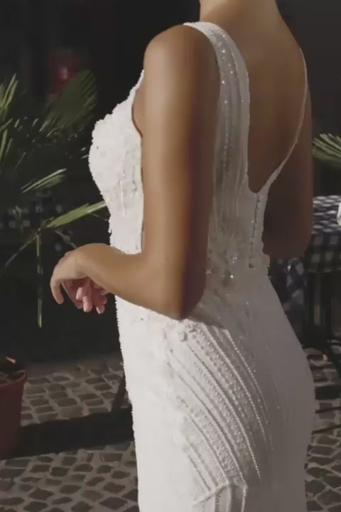 KatrinFAVORboutique-Embroidered fitted sheath wedding dress