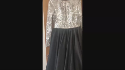 Modest long sleeve sequin embroidered prom dress