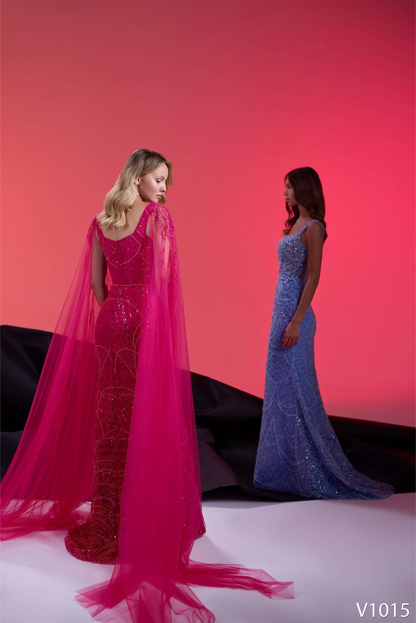 KatrinFAVORboutique-Evening gown with attached cape Beauty pageant dresses