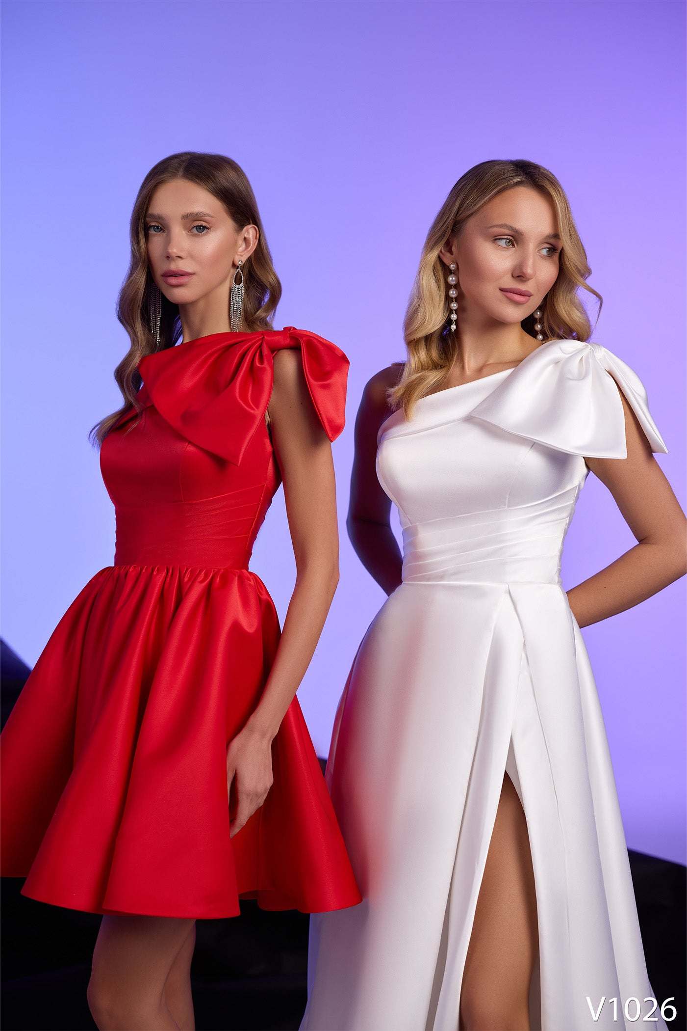 KatrinFAVORboutique-One shoulder dress with bow Reception party wear dress