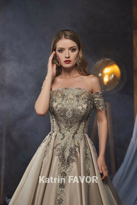 Embroidered mother of the bride dress