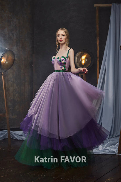 Purple fantasy prom dress