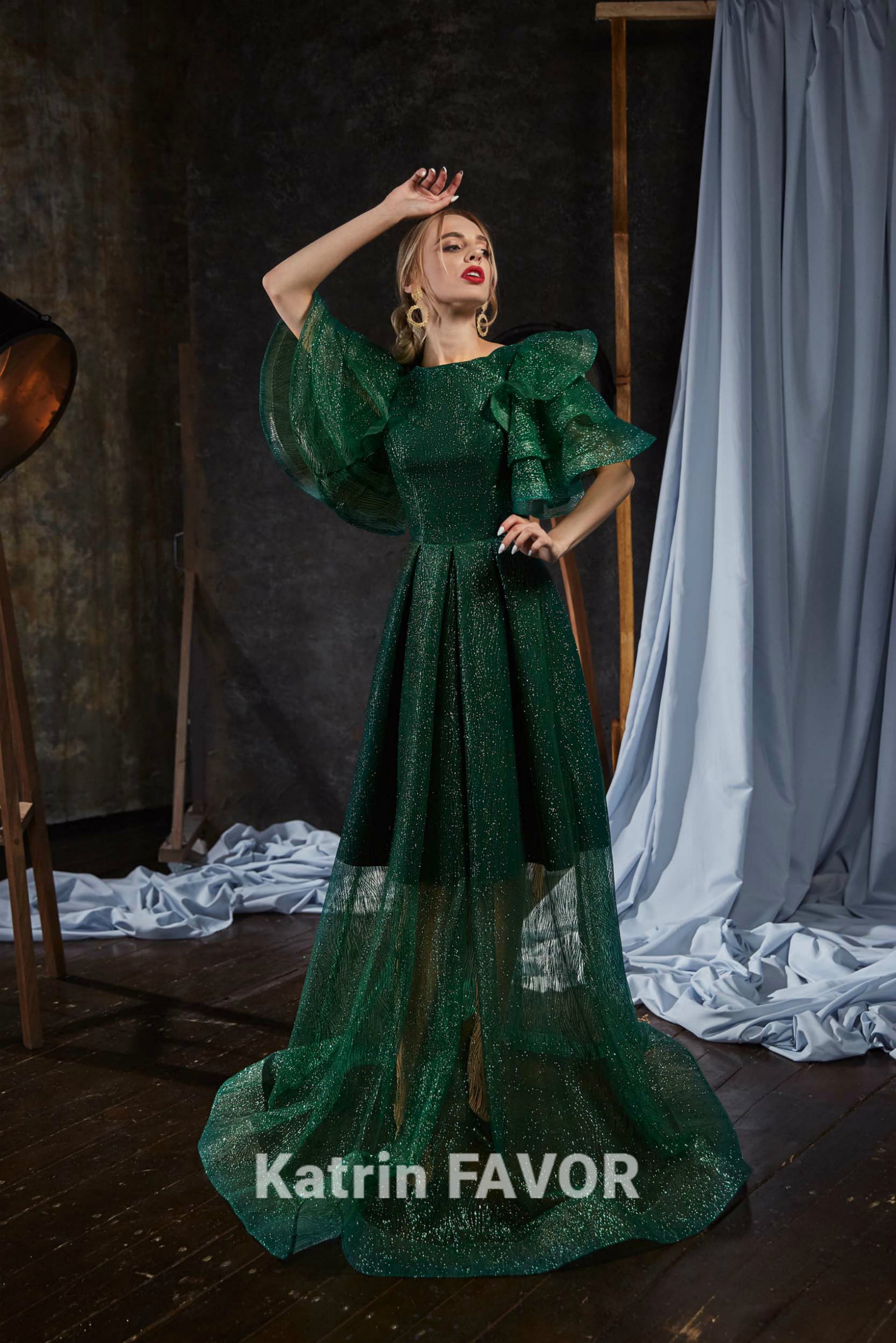 Green fairy evening gown