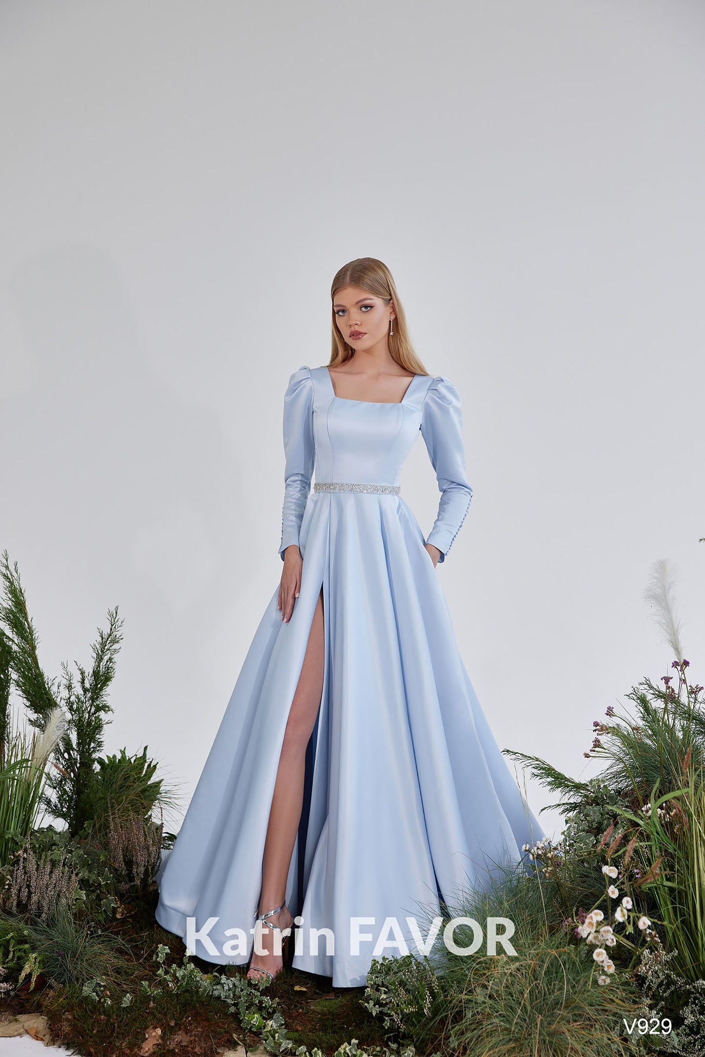 Katrin Favor - Blue satin alternative wedding dress
