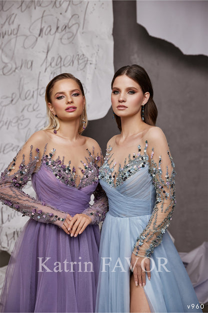 KatrinFAVORboutique-Off the shoulder embroidered evening gown